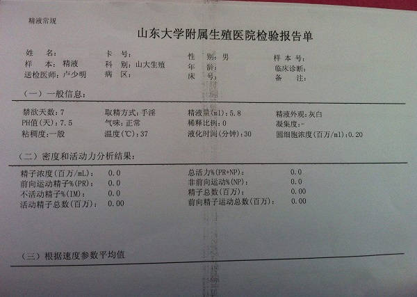 无精症检查单